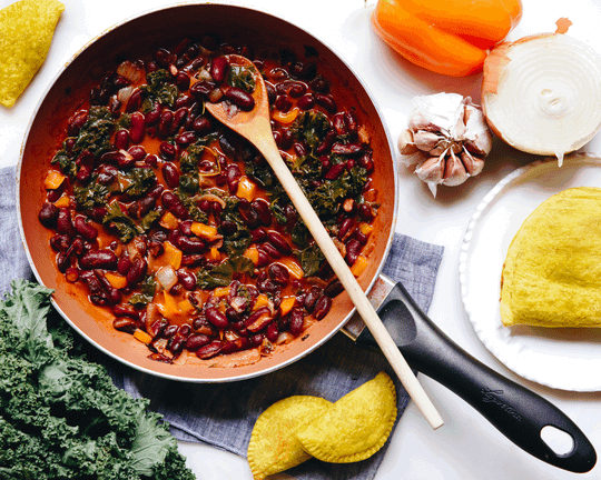 Stewed Beans and Kale Dish